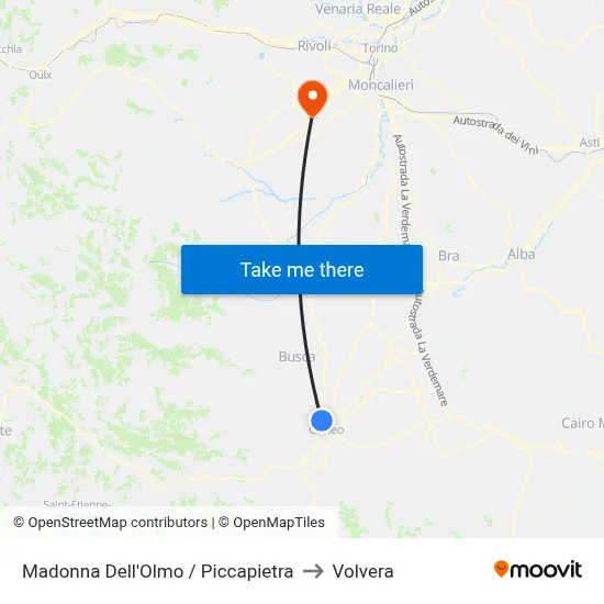 Madonna Dell'Olmo / Piccapietra to Volvera map
