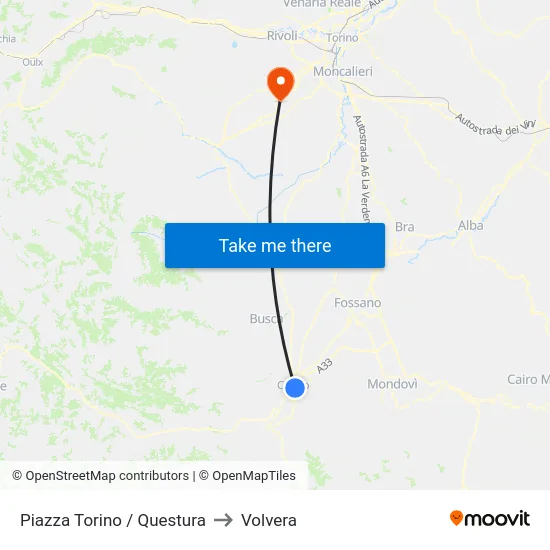 Piazza Torino / Questura to Volvera map