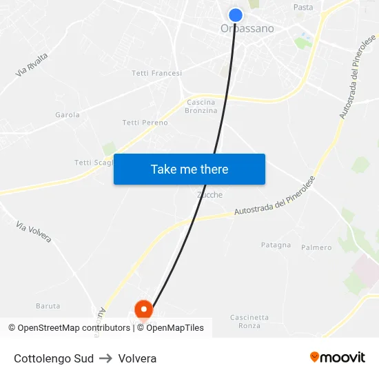 Cottolengo South to Volvera map