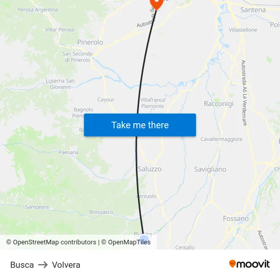Busca to Volvera map