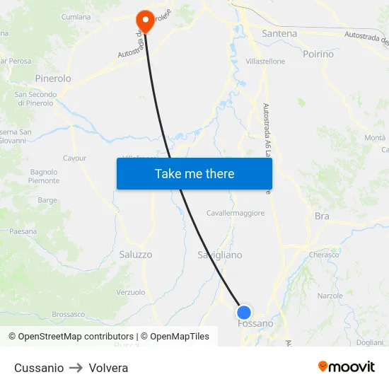 Cussanio to Volvera map