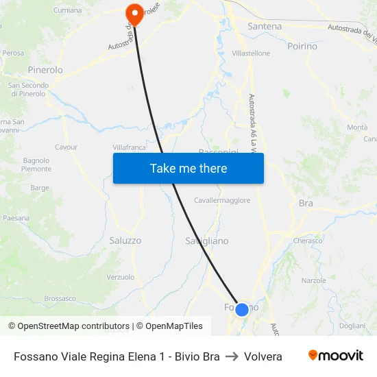 Fossano  Viale Regina Elena  1 - Bivio Bra to Volvera map