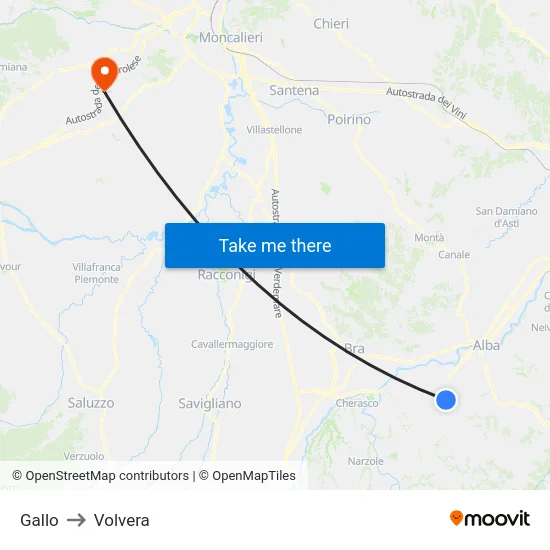 Gallo to Volvera map
