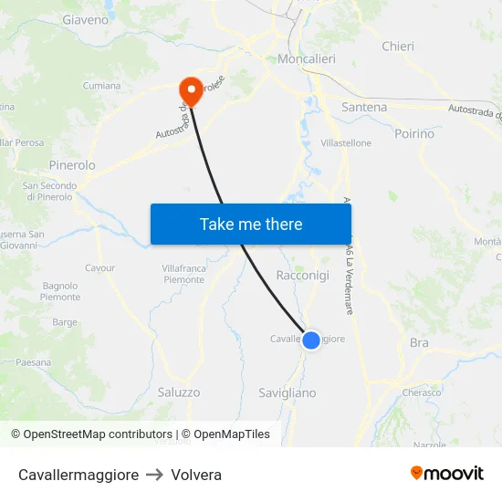 Cavallermaggiore to Volvera map