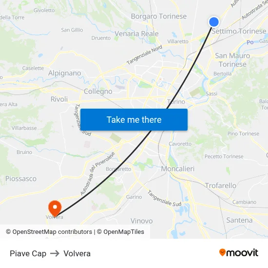 Piave Cap to Volvera map