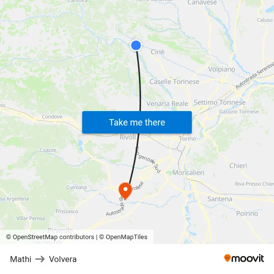Mathi to Volvera map