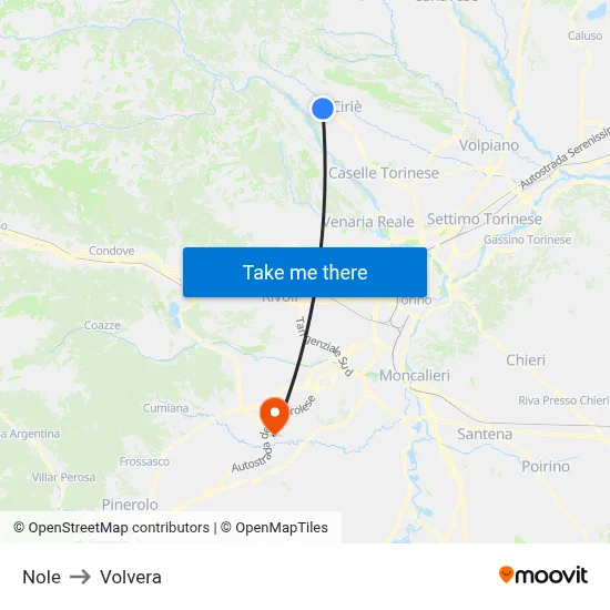 Nole to Volvera map