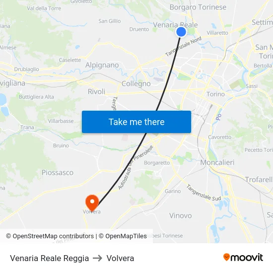 Venaria Reale Reggia to Volvera map