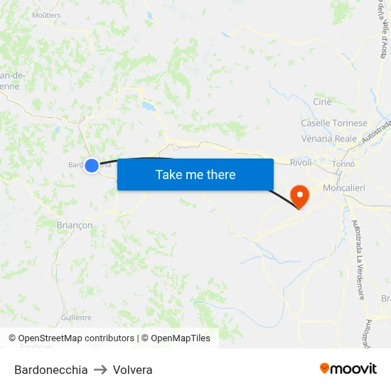 Bardonecchia to Volvera map