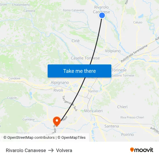 Rivarolo Canavese to Volvera map