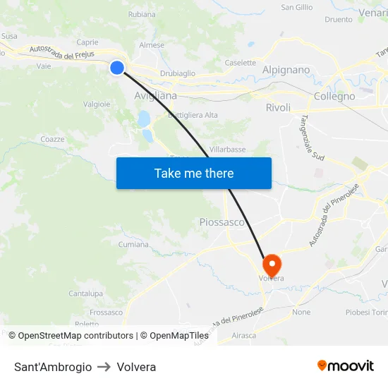 Saint Ambrose to Volvera map