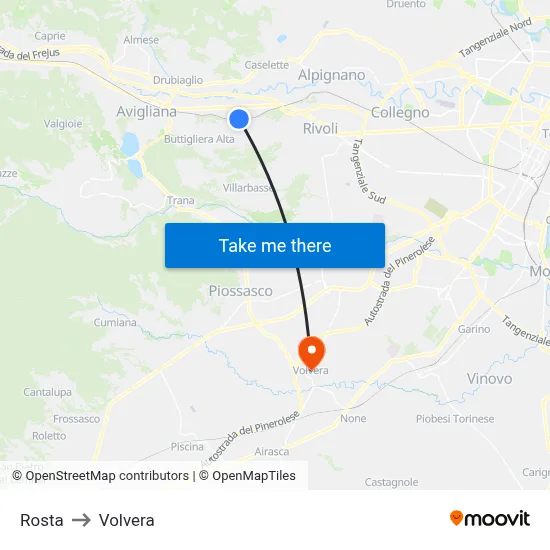 Rosta to Volvera map