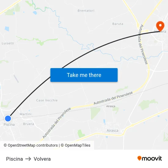 Swimming Pool to Volvera map