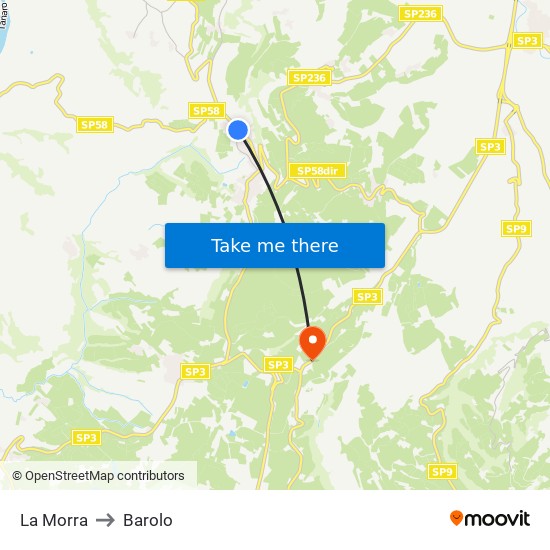 La Morra to Barolo map