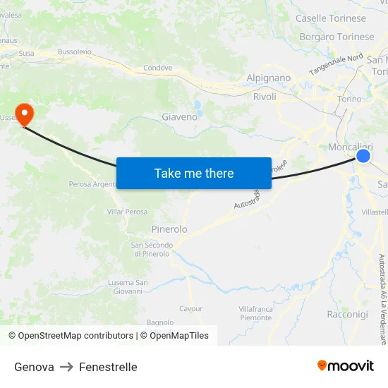 Genoa to Fenestrelle map