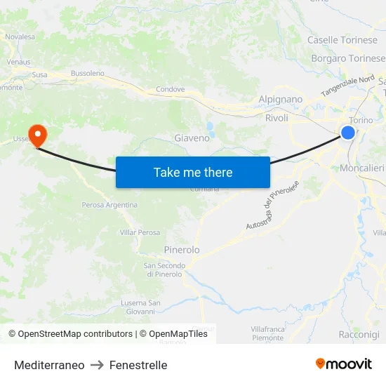 Mediterraneo to Fenestrelle map