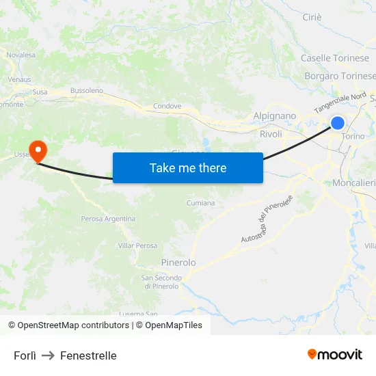 Forlì to Fenestrelle map