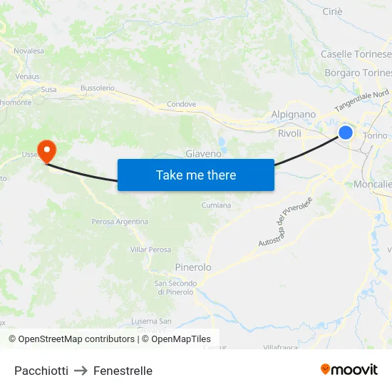 Pacchiotti to Fenestrelle map