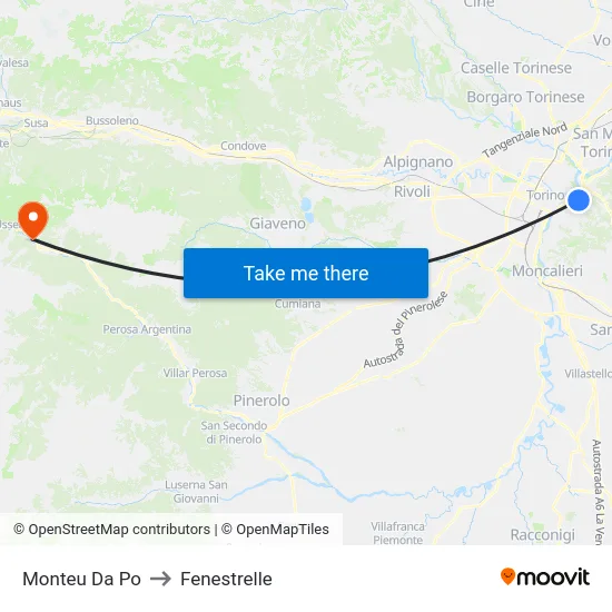 Monteu Da Po to Fenestrelle map