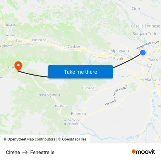 Cyrene to Fenestrelle map