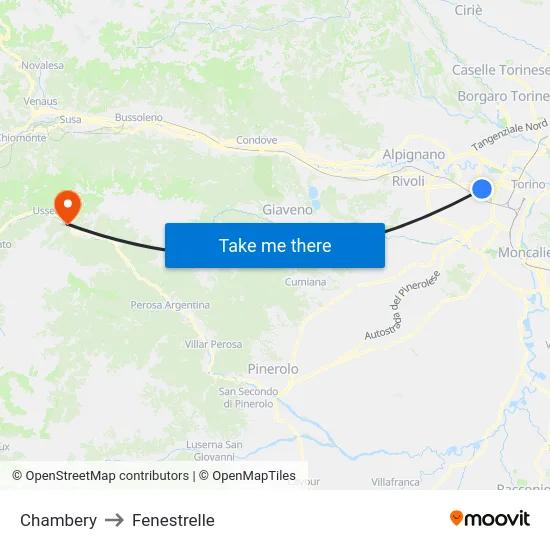 Chambery to Fenestrelle map