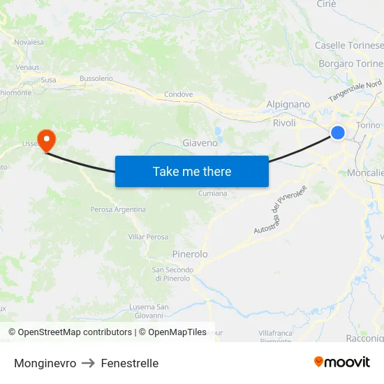 Montgenevre to Fenestrelle map