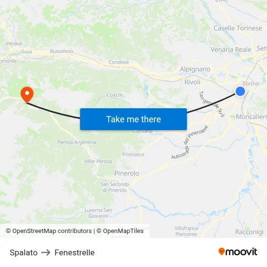 Spalato to Fenestrelle map