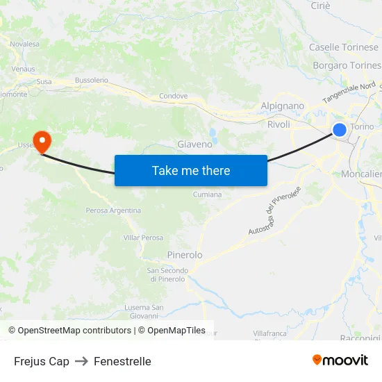 Frejus Cap to Fenestrelle map