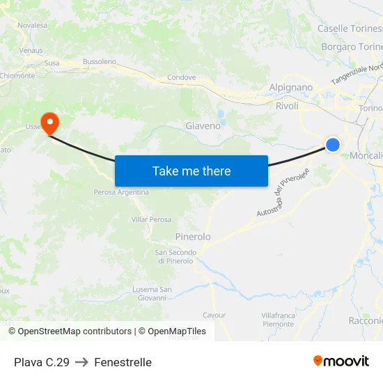 Plava C.29 to Fenestrelle map
