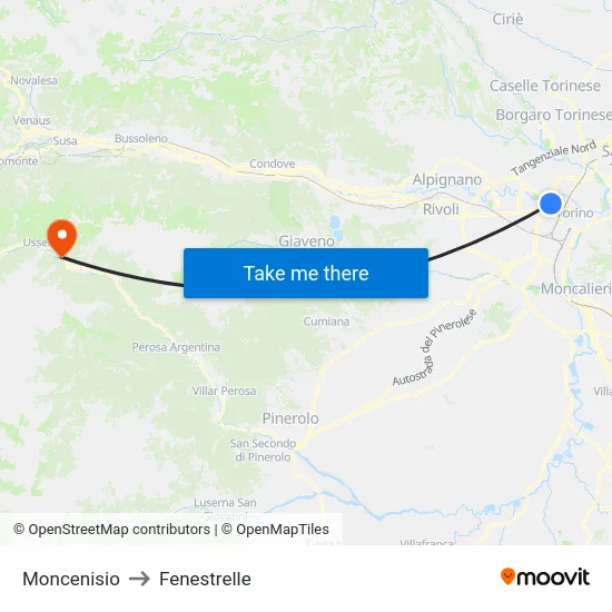 Moncenisio to Fenestrelle map
