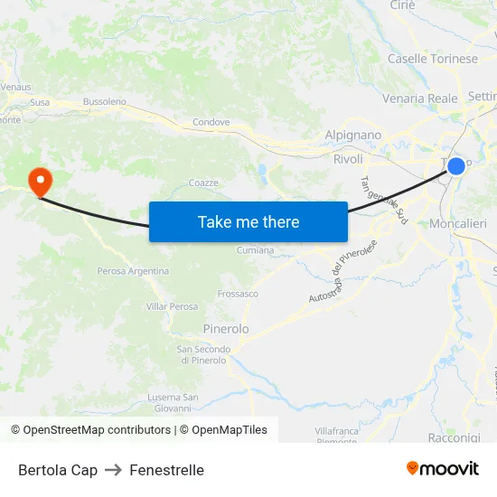Bertola Terminal to Fenestrelle map