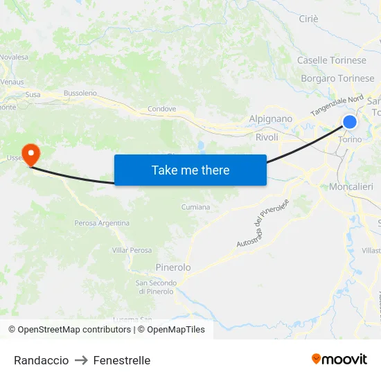 Randaccio to Fenestrelle map