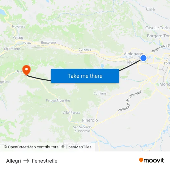 Allegri to Fenestrelle map