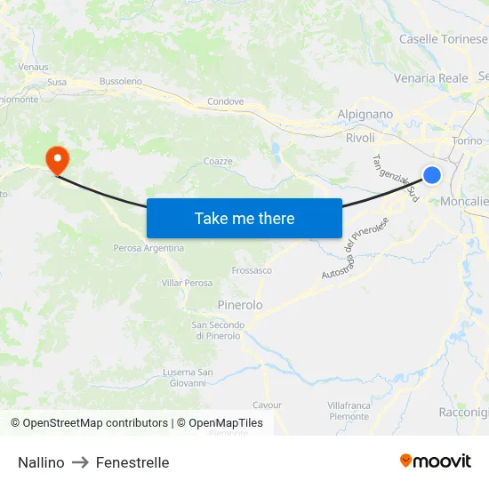 Nallino to Fenestrelle map