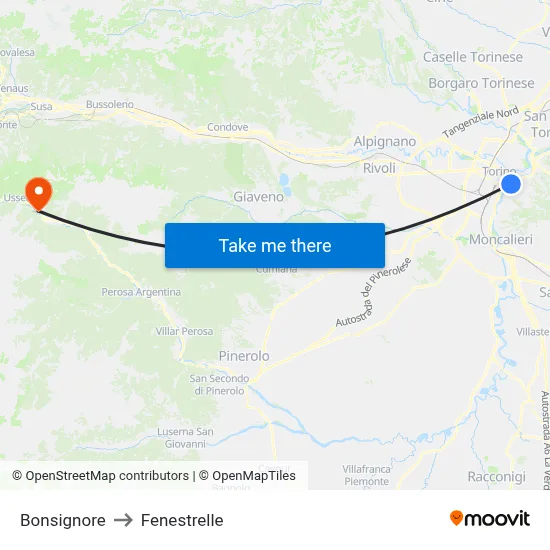 Bonsignore to Fenestrelle map