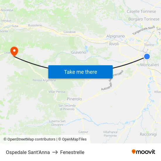 Sant'Anna Hospital to Fenestrelle map