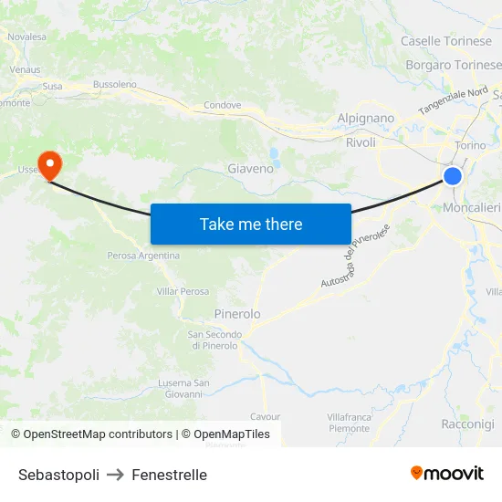 Sebastopoli to Fenestrelle map