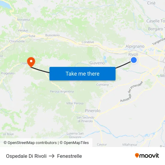 Ospedale Di Rivoli to Fenestrelle map
