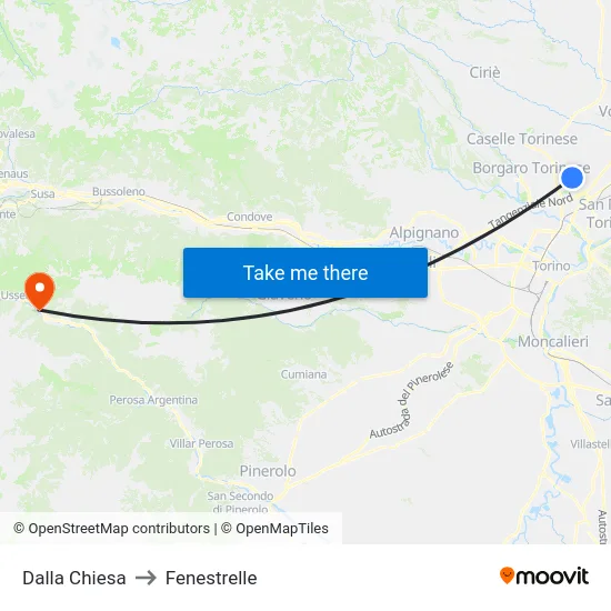 Dalla Chiesa to Fenestrelle map