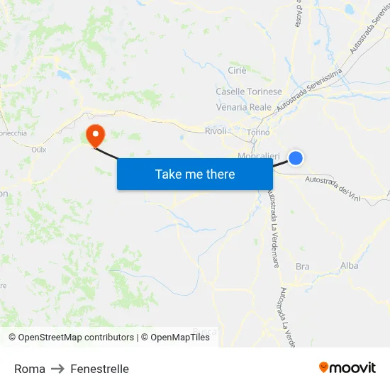 Roma to Fenestrelle map
