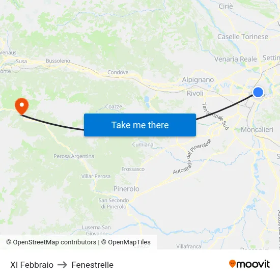 11th February to Fenestrelle map