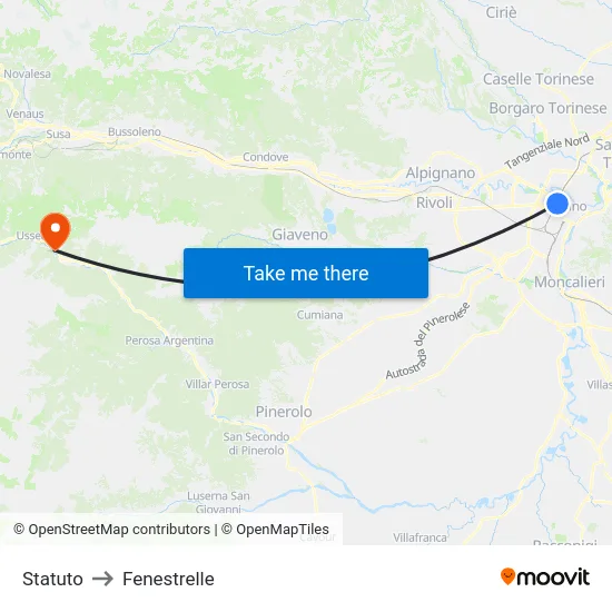 Statuto to Fenestrelle map