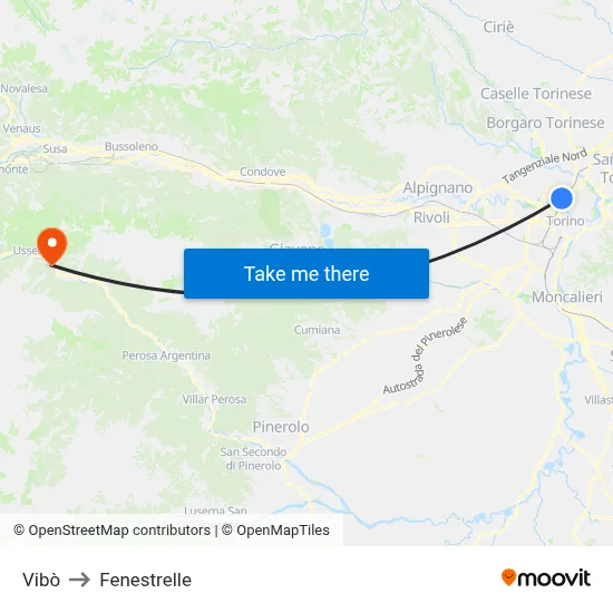 Vibò to Fenestrelle map