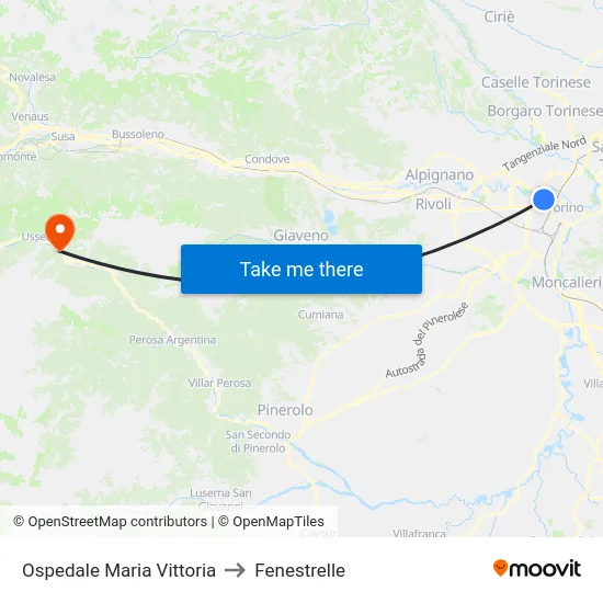 Maria Vittoria Hospital to Fenestrelle map