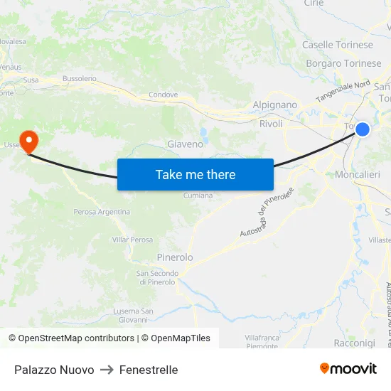 New Palace to Fenestrelle map