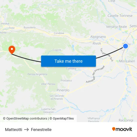 Matteotti to Fenestrelle map