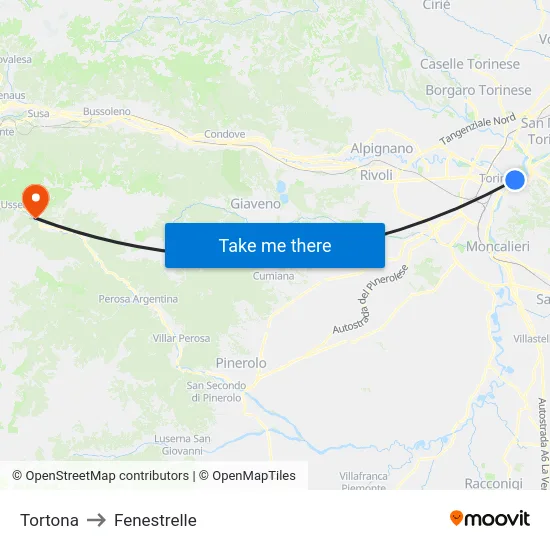 Tortona to Fenestrelle map
