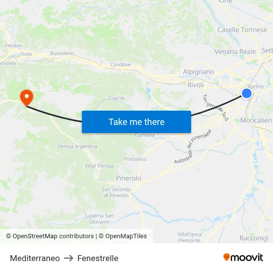 Mediterranean to Fenestrelle map