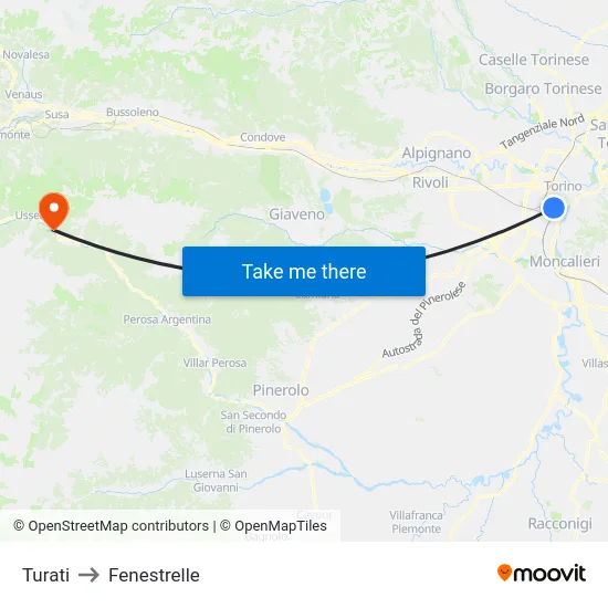 Turati to Fenestrelle map