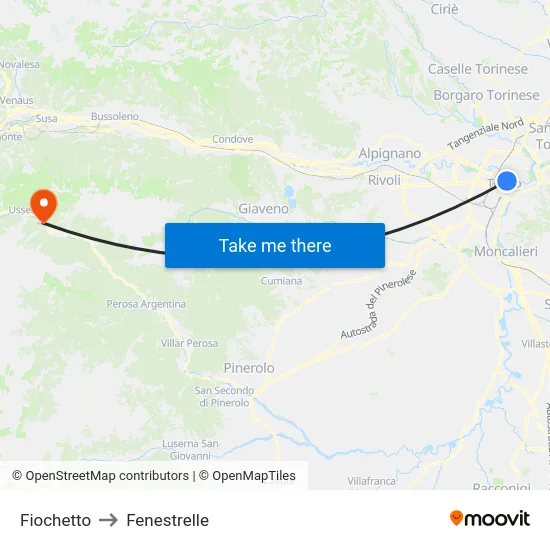 Fiochetto to Fenestrelle map